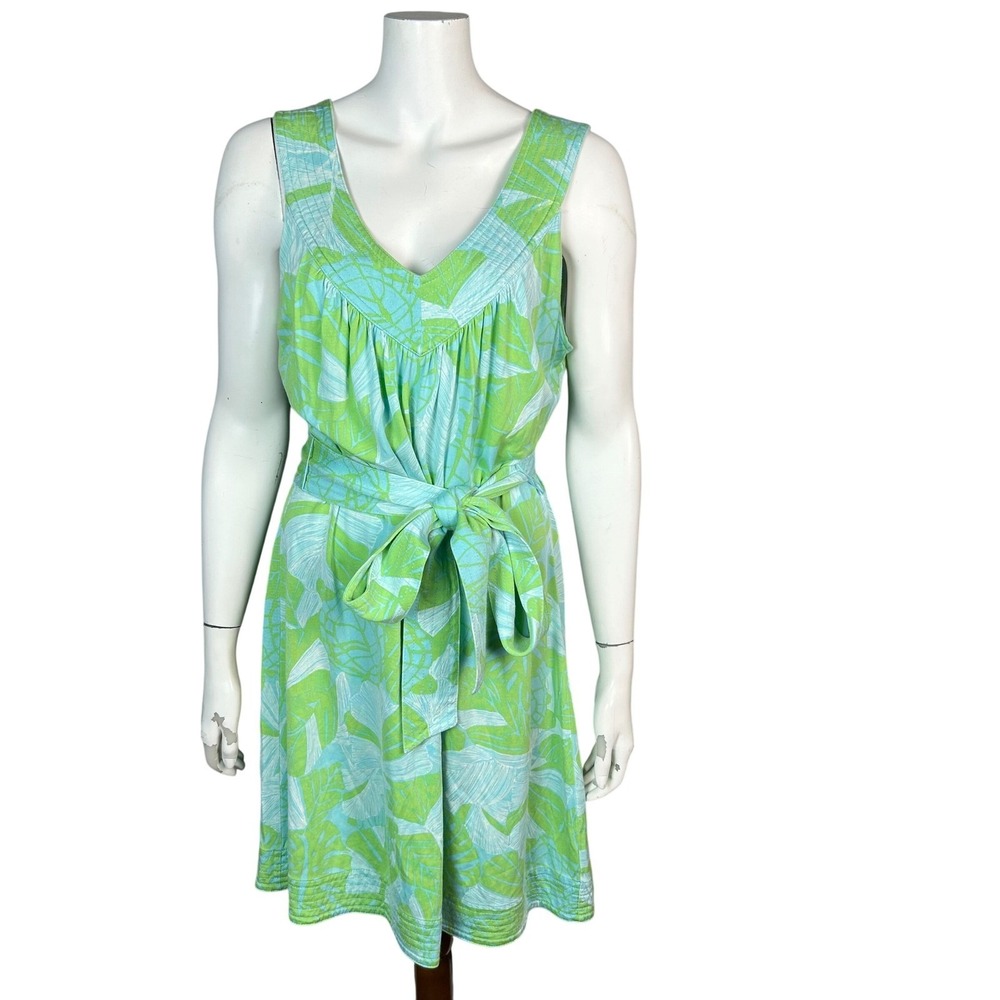 Lilly Pulitzer Midi Shift Dress XL Tropical Silk Cotton Palm Leaf Feminine Retro